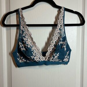 Wacoal Lace Trim Teal Bralette - size 36 EUC
